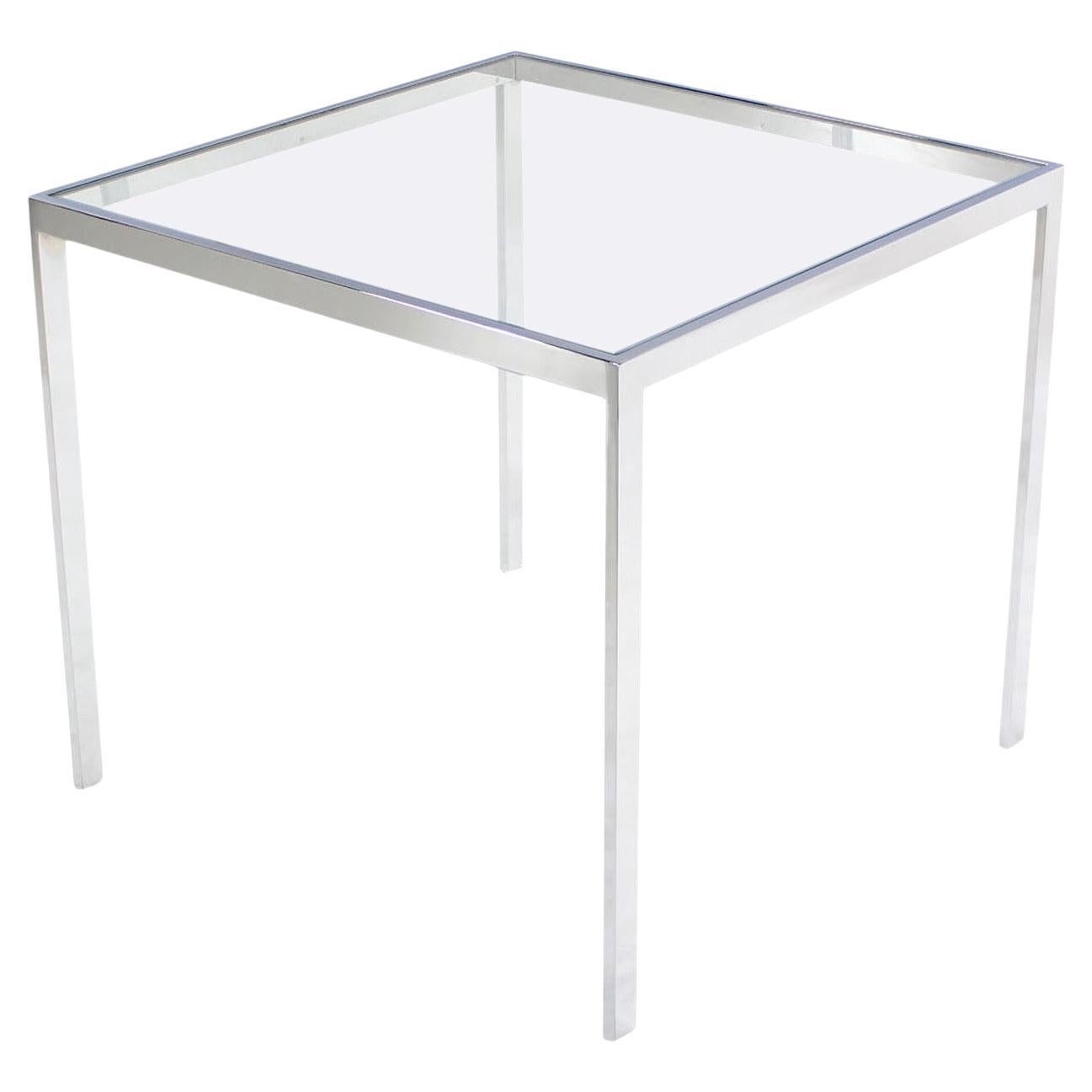 Square Cube Chrome Glass Top Game Small Dinning Dinette Table Bauhaus MINT For Sale