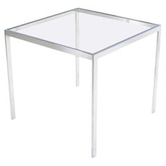 Table de salle à manger carrée avec plateau en verre chromé Bauhaus MINT