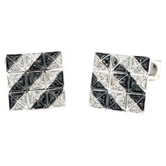 Square Cufflinks Black & White Diamonds