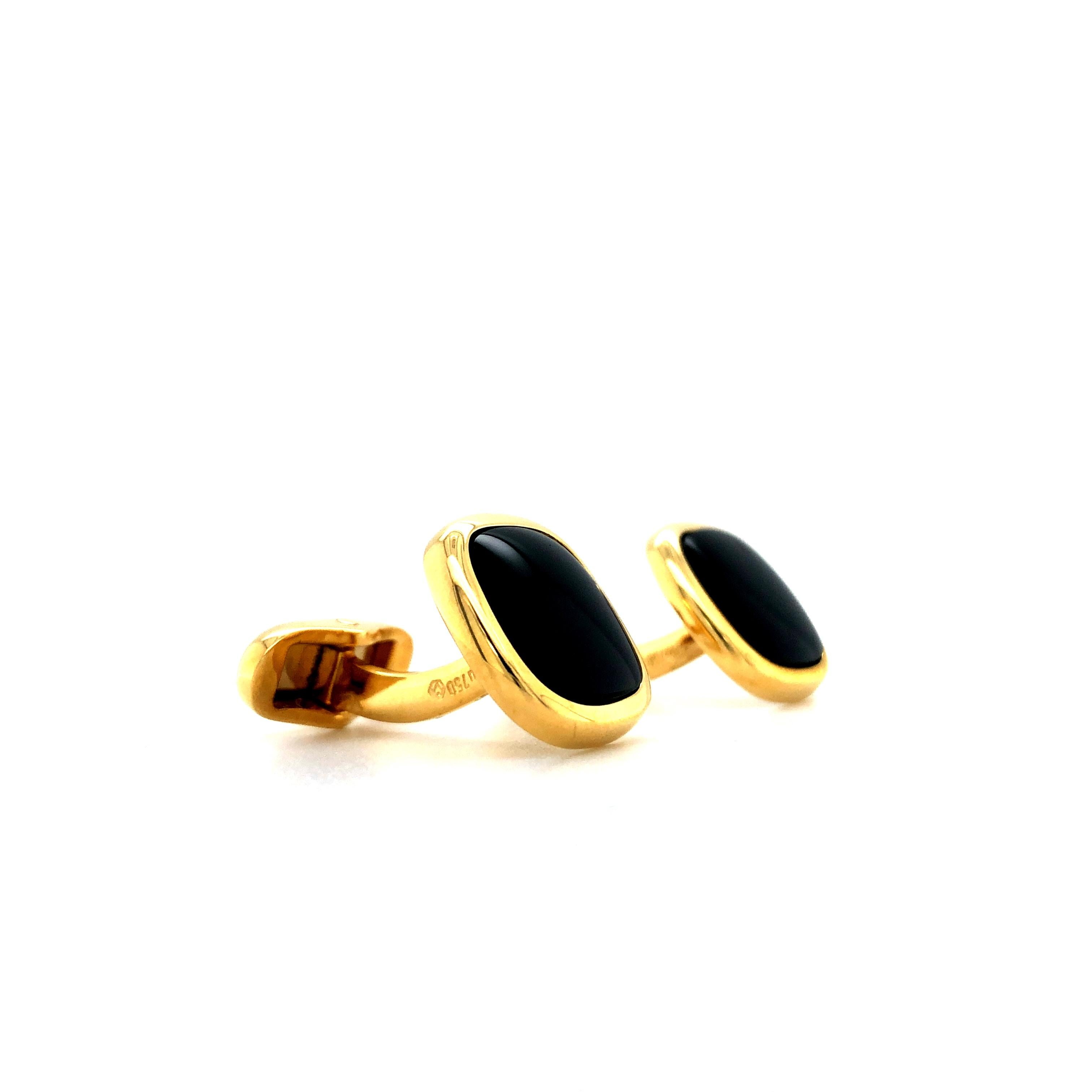 Square Cufflinks Rounded Contours, 18k Yellow Gold In New Condition For Sale In Pforzheim, DE
