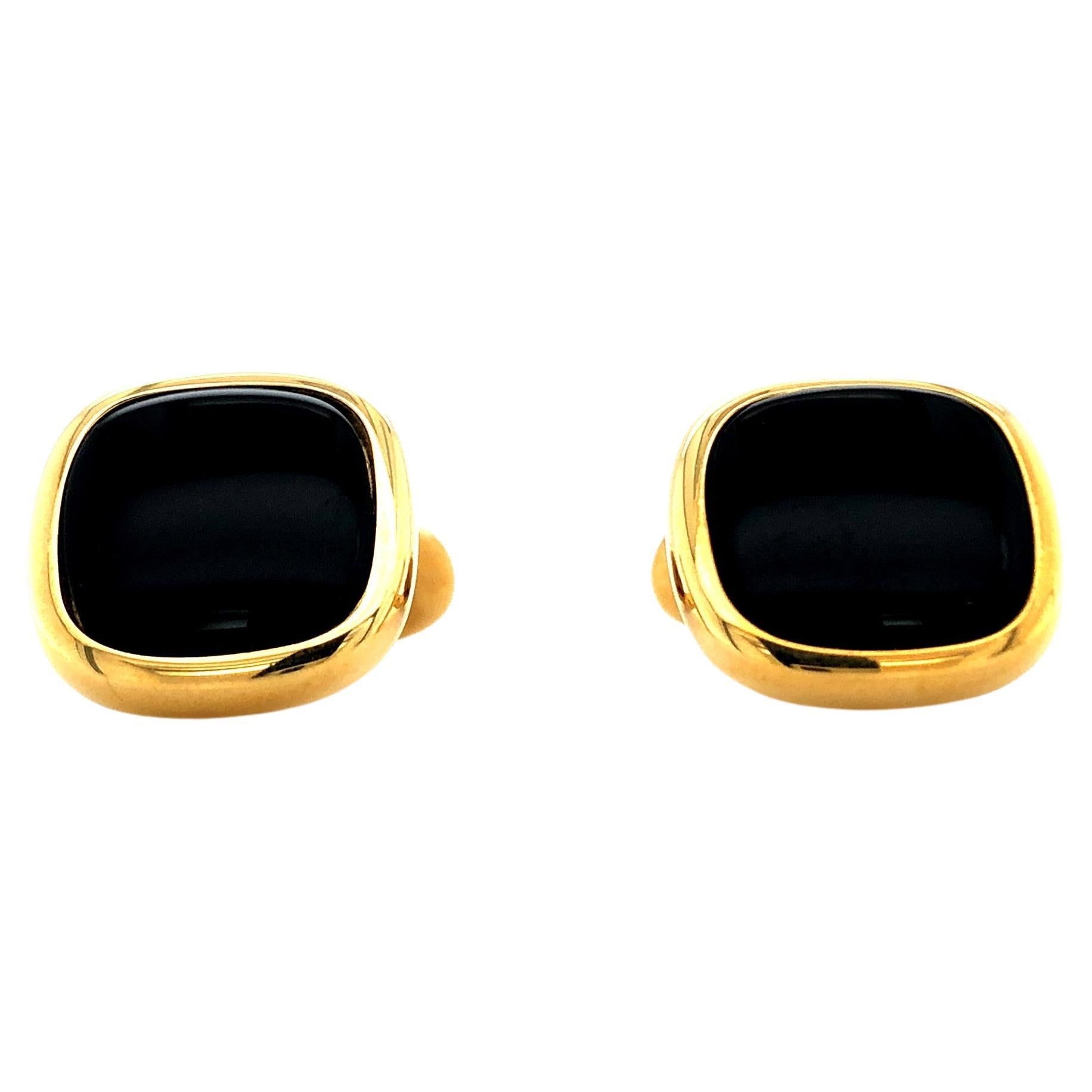 Square Cufflinks Rounded Contours, 18k Yellow Gold