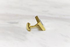 Boutons de manchette carrés en or jaune 14 carats avec centre en onyx noir en forme de losange