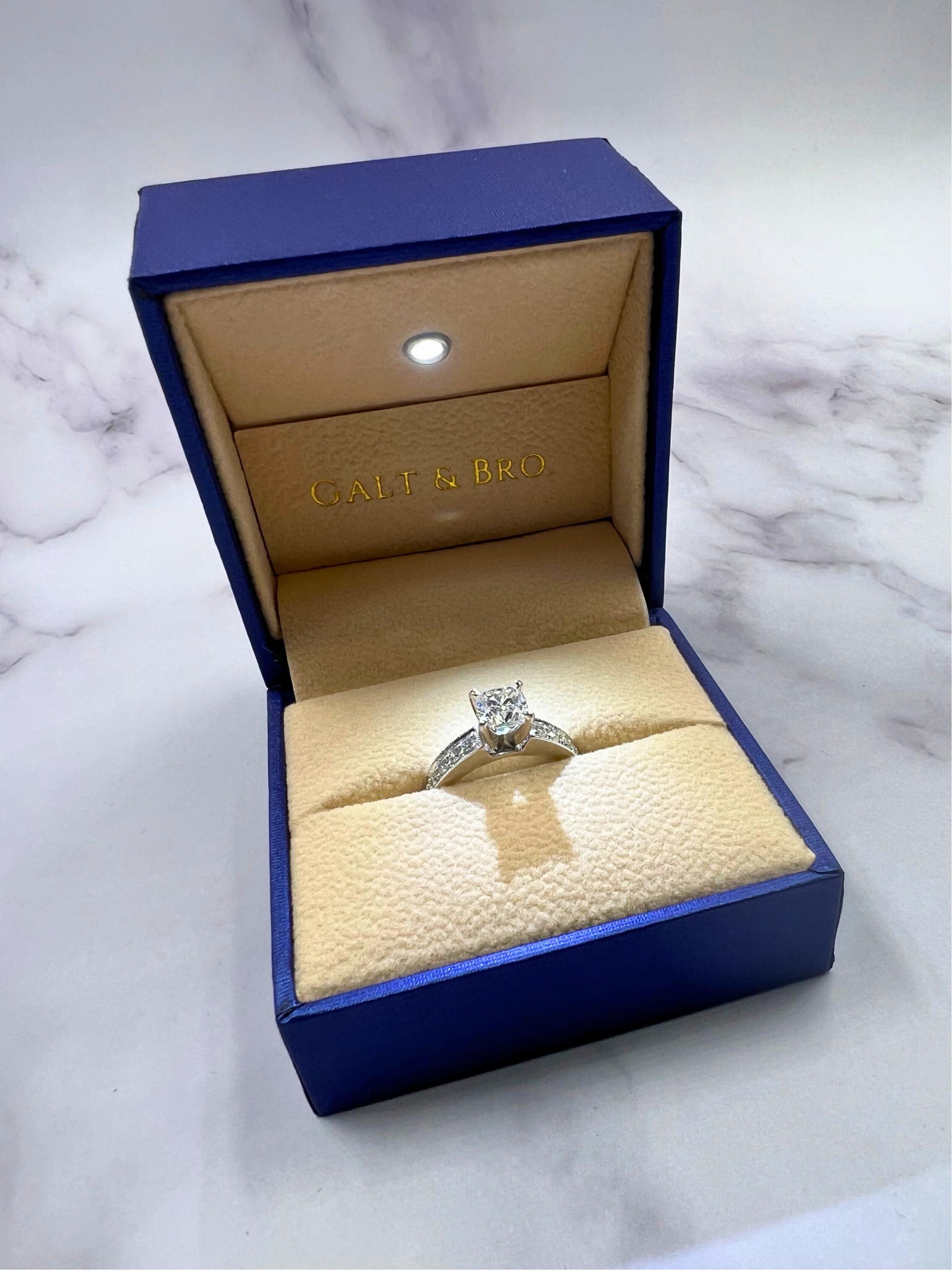 Square Cushion Cut Shape Diamond 18k White Gold Engagement Solitaire Ring In New Condition For Sale In Oakton, VA