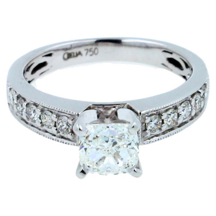 Square Cushion Cut Shape Diamond 18k White Gold Engagement Solitaire Ring