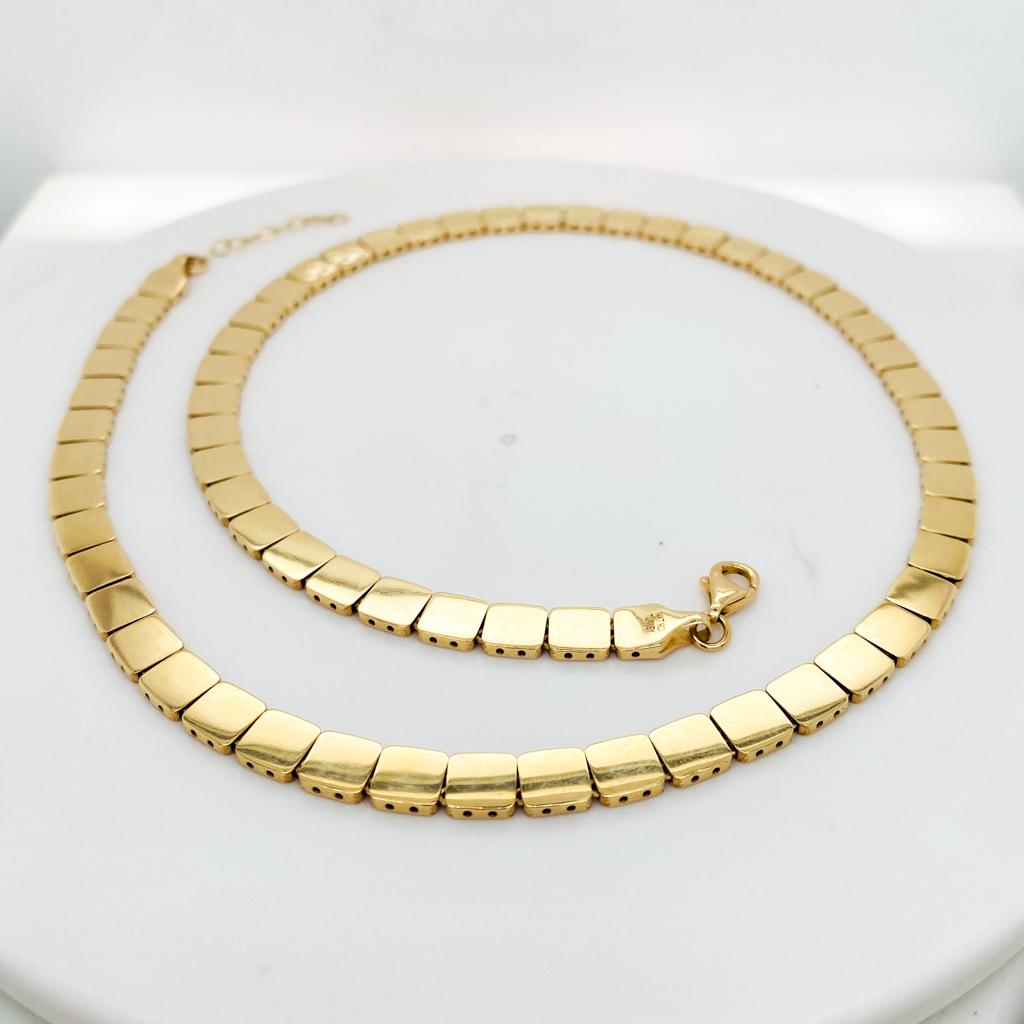 Quadratische Kissenspiegel-Gliederkette 6mm 18 Zoll Halskette, 14K Gelbgold (Zeitgenössisch) im Angebot