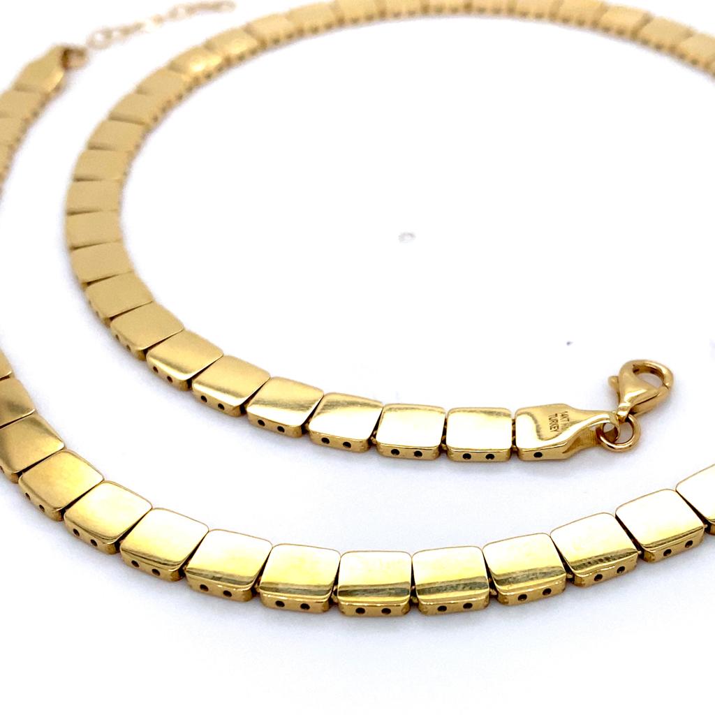 Quadratische Kissenspiegel-Gliederkette 6mm 18 Zoll Halskette, 14K Gelbgold im Zustand „Neu“ im Angebot in Austin, TX