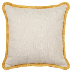 Square Cushion with Yellow Fringe