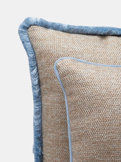 Square Cushion with Light-Blue Fringe