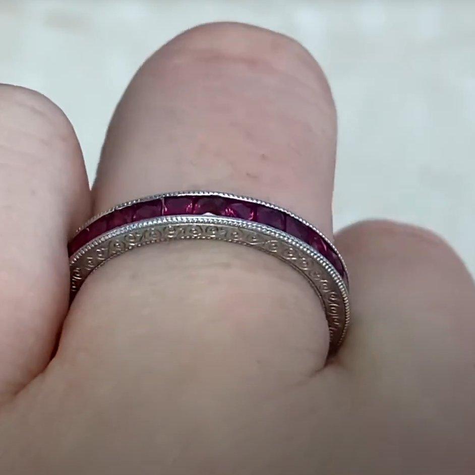 Bracelet en rubis birman taille carrée (environ 2 carats), platine en vente 1