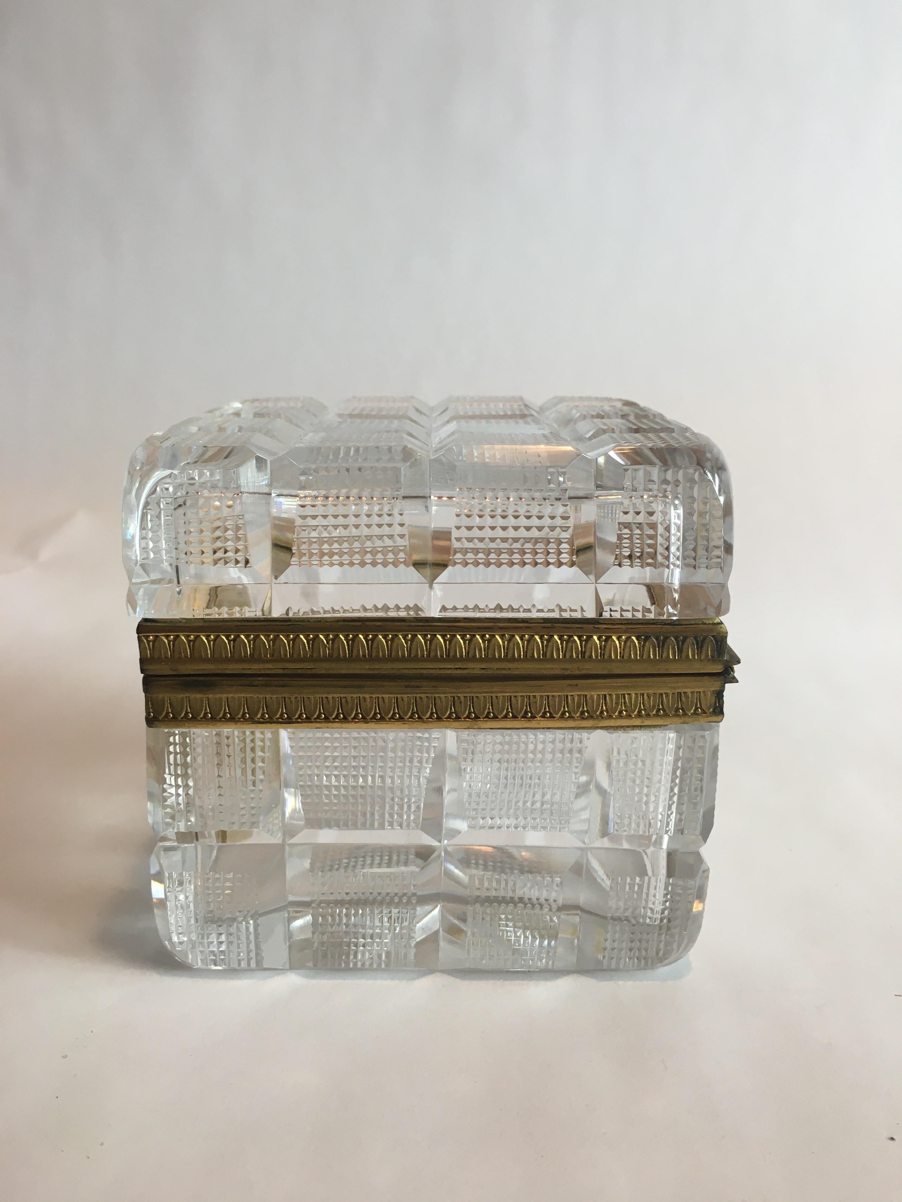 Square Cut Crystal Glass Box For Sale 1