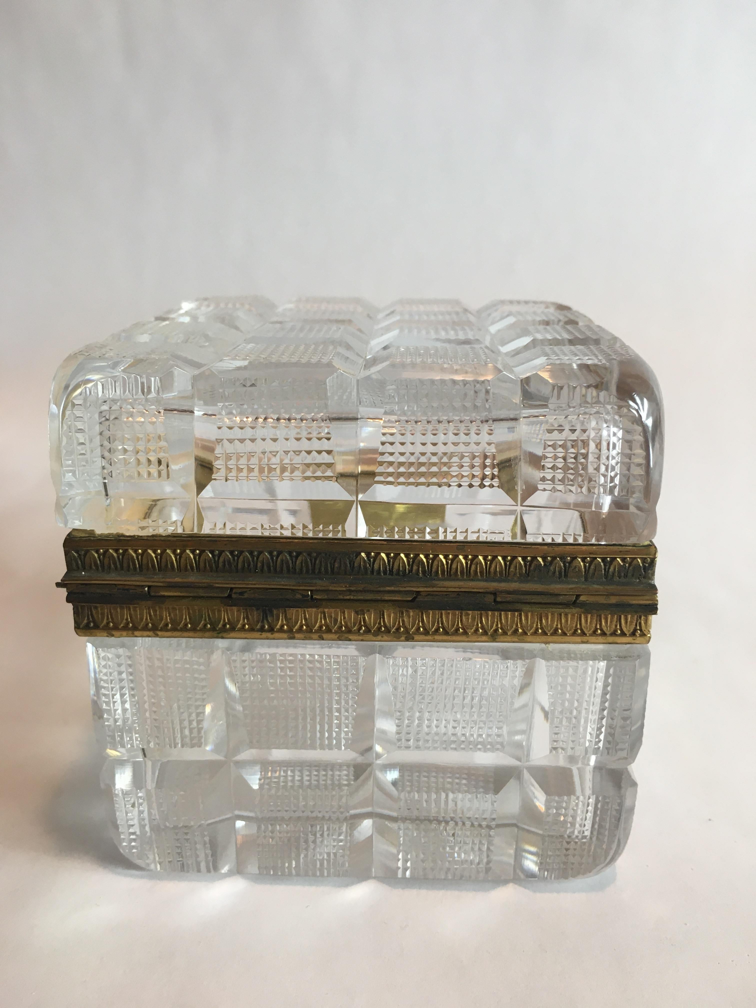 Square Cut Crystal Glass Box For Sale 2