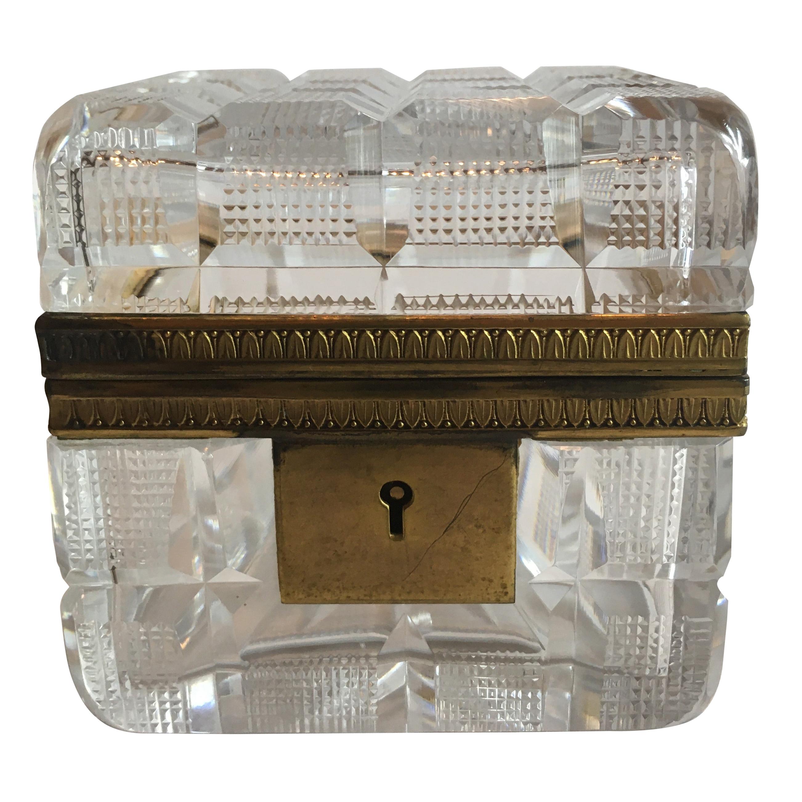 Square Cut Crystal Glass Box For Sale