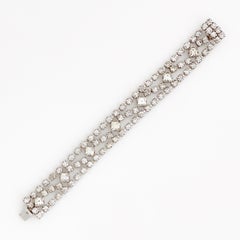 Square Cut Crystal Rhinestone Cocktail Bracelet By Warner, 1950s