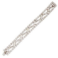 Bracelet de cocktail en cristal taillé carré et strass de Warner, années 1950