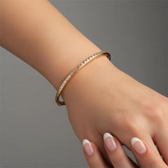 Diamantarmband mit quadratischem Schliff 14K (oder 18k auf Anfrage) Gelbgold-Kanal-Armband