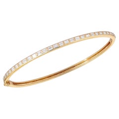 Diamantarmband mit quadratischem Schliff 14K (oder 18k auf Anfrage) Gelbgold-Kanal-Armband