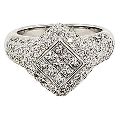 Bague de fiançailles en or et diamant taille carrée