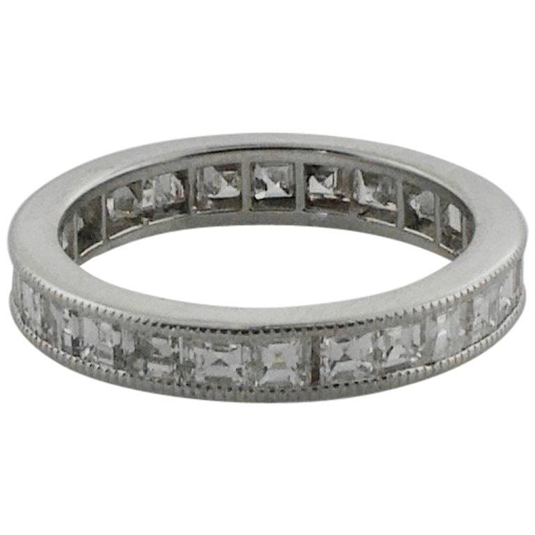 Square Cut Diamond Eternity Ring in White Gold