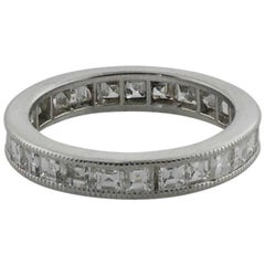 Vintage Square Cut Diamond Eternity Ring in White Gold