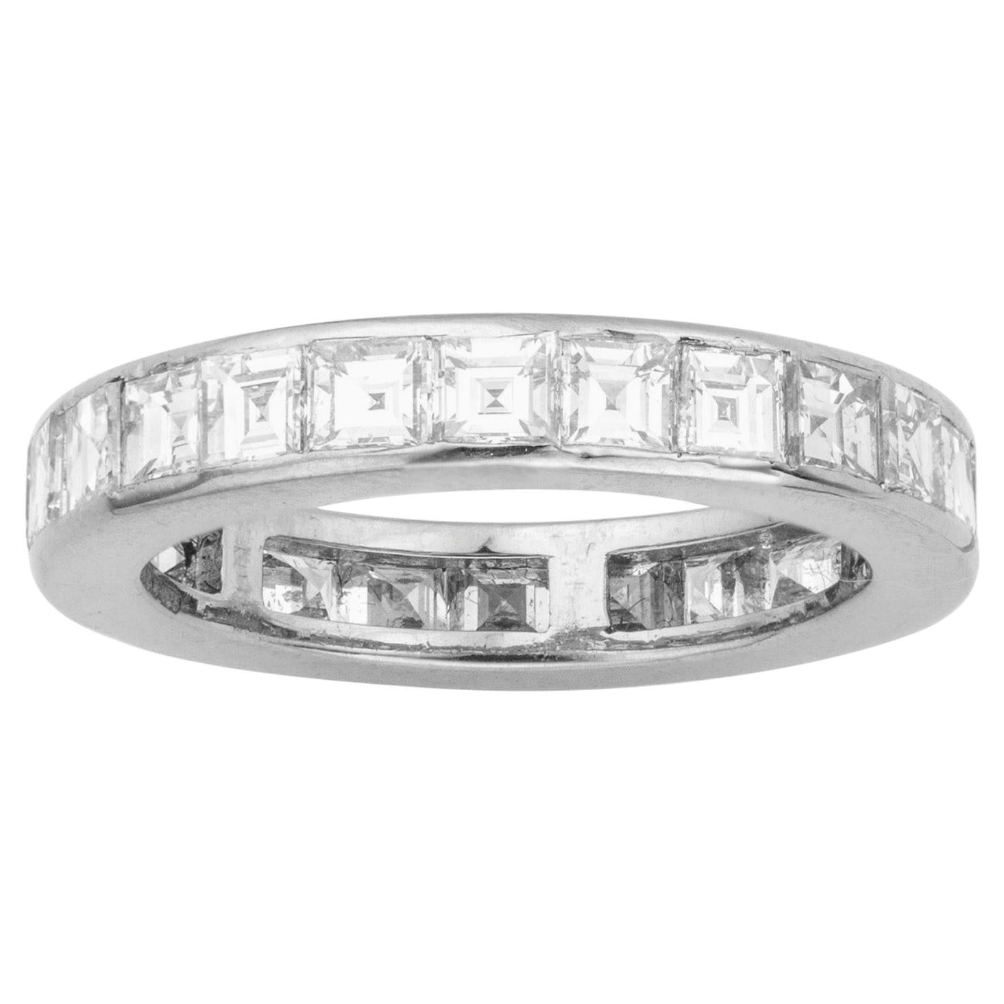 Square-Cut Diamond Set Full Eternity Ring For Sale