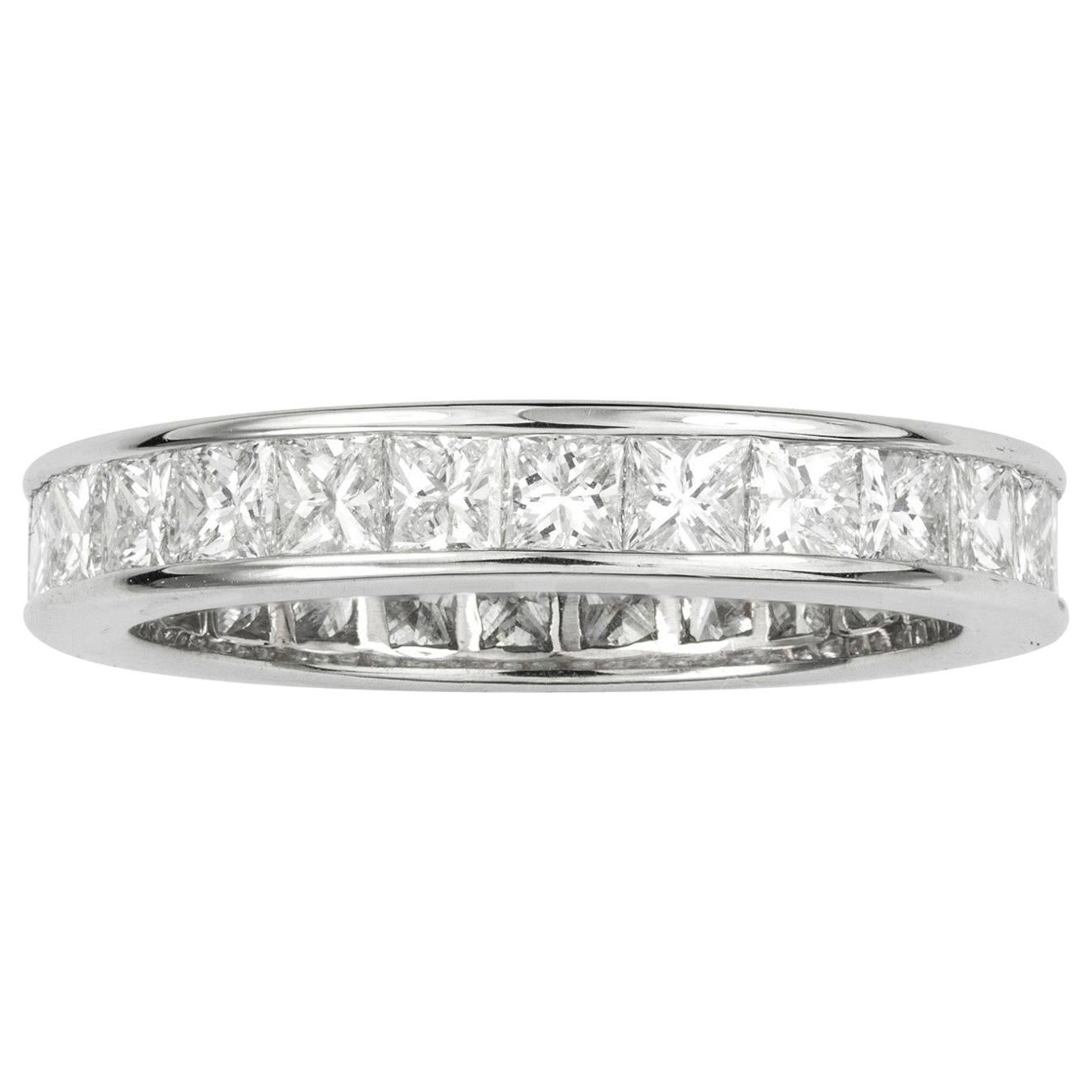 Square-Cut Diamond Set Full Eternity Ring For Sale