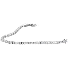 Square Cut Diamond Tennis Bracelet in White Gold, Yellow Gold or Platinum