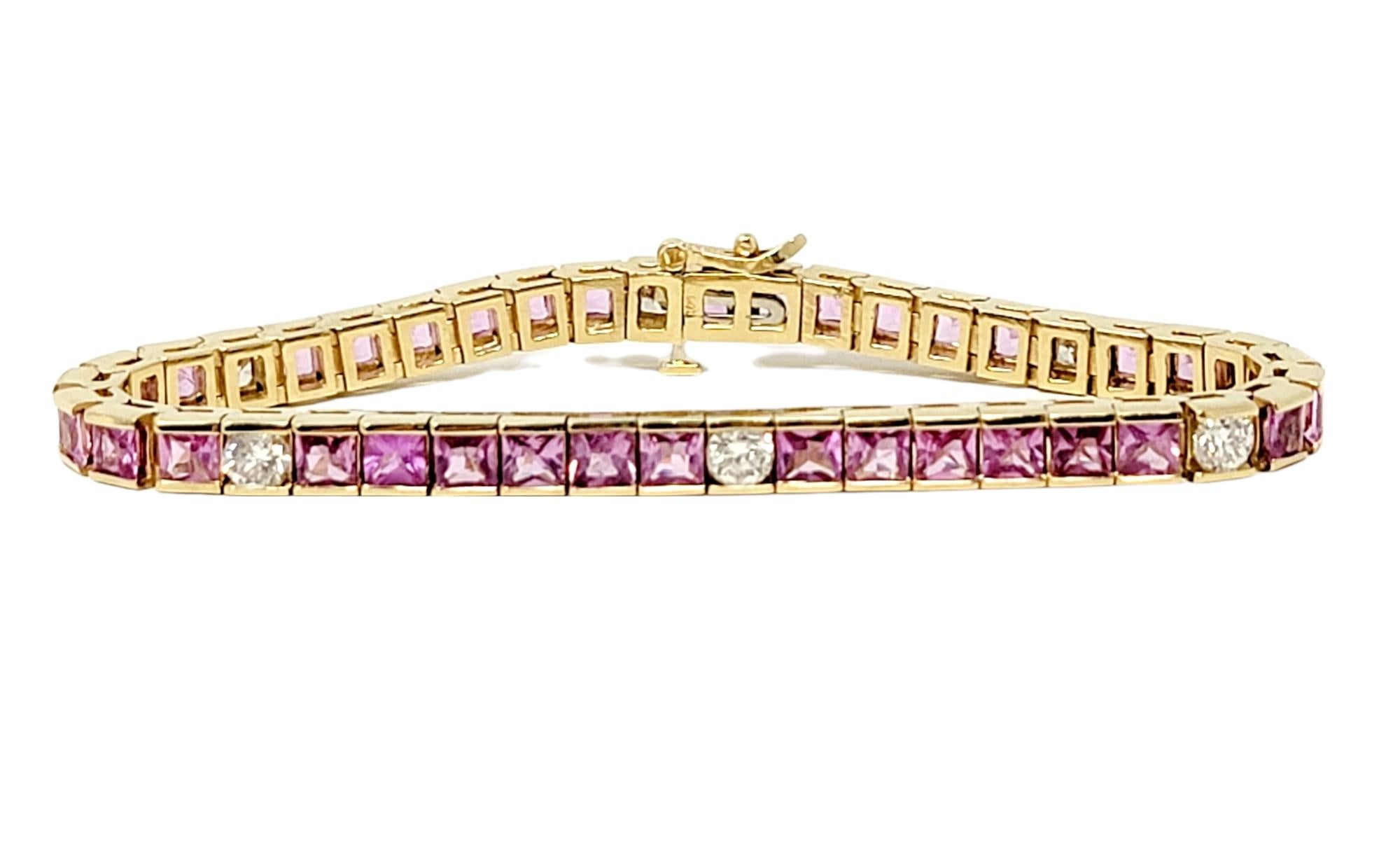 7mm oval cluster tennis bracelet pink stones rose gold