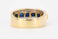 Square-Cut Sapphires & Diamond Statement Band 18k Yellow Gold