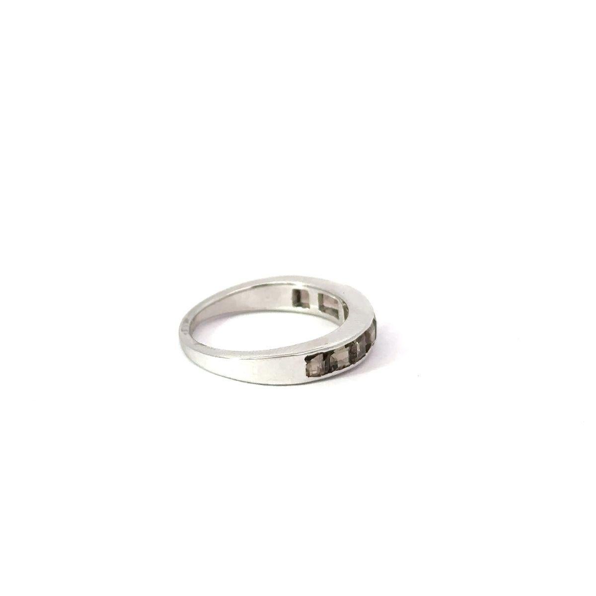 For Sale:  Square Cut Smoky Quartz Birthstone Half Eternity Band for Mom Ring in 925 Silver 5