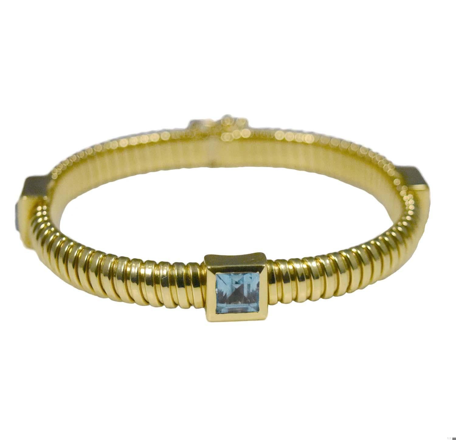 Flexibles Armband aus 18k Gelbgold mit quadratischem Topasschliff im Zustand „Gut“ im Angebot in Miami, FL