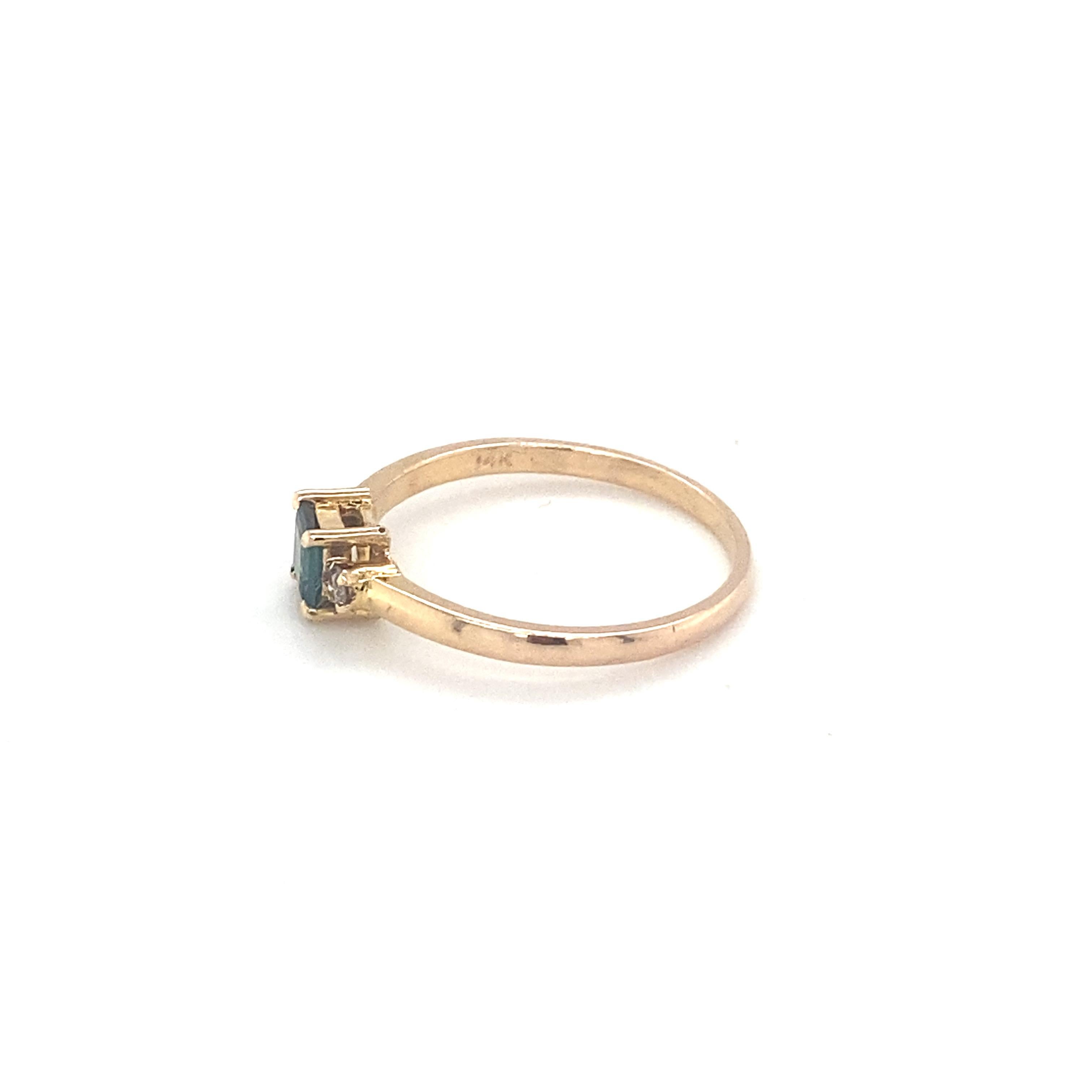 Square Cut Tourmaline Diamond Yellow Gold Ring For Sale 7
