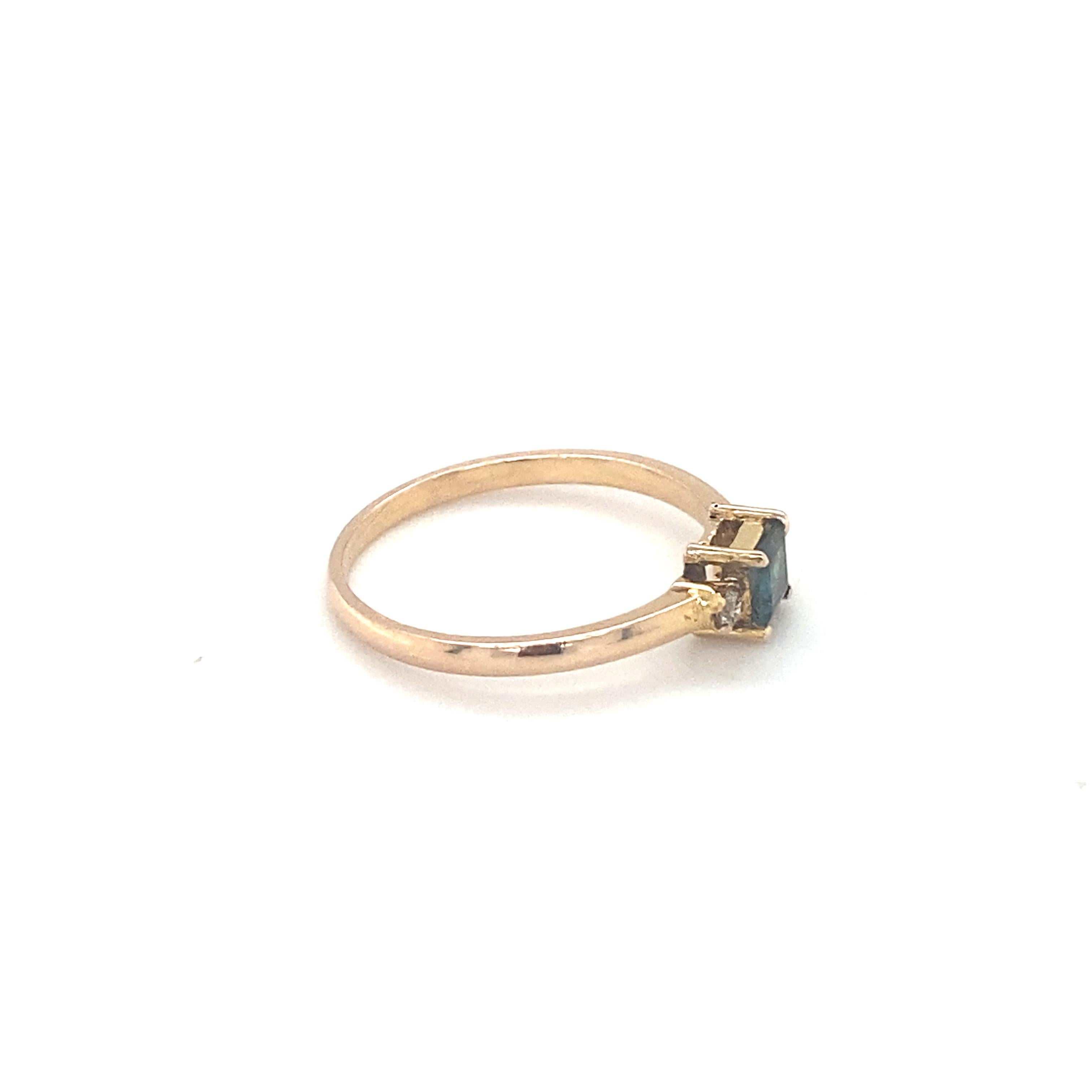 Women's Square Cut Tourmaline Diamond Yellow Gold Ring For Sale