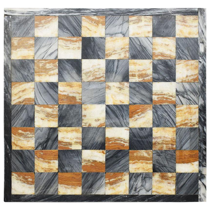 Square Cutting Board, Checker or Chess Game Board in Black and Pink Marble