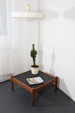 Square Danish Midcentury Slate Top Oak Frame Coffee Table, 1960s