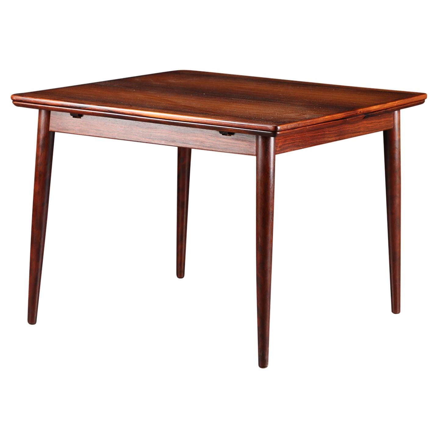 Square Danish Modern Draw Leaf Dining Table in Rosewood