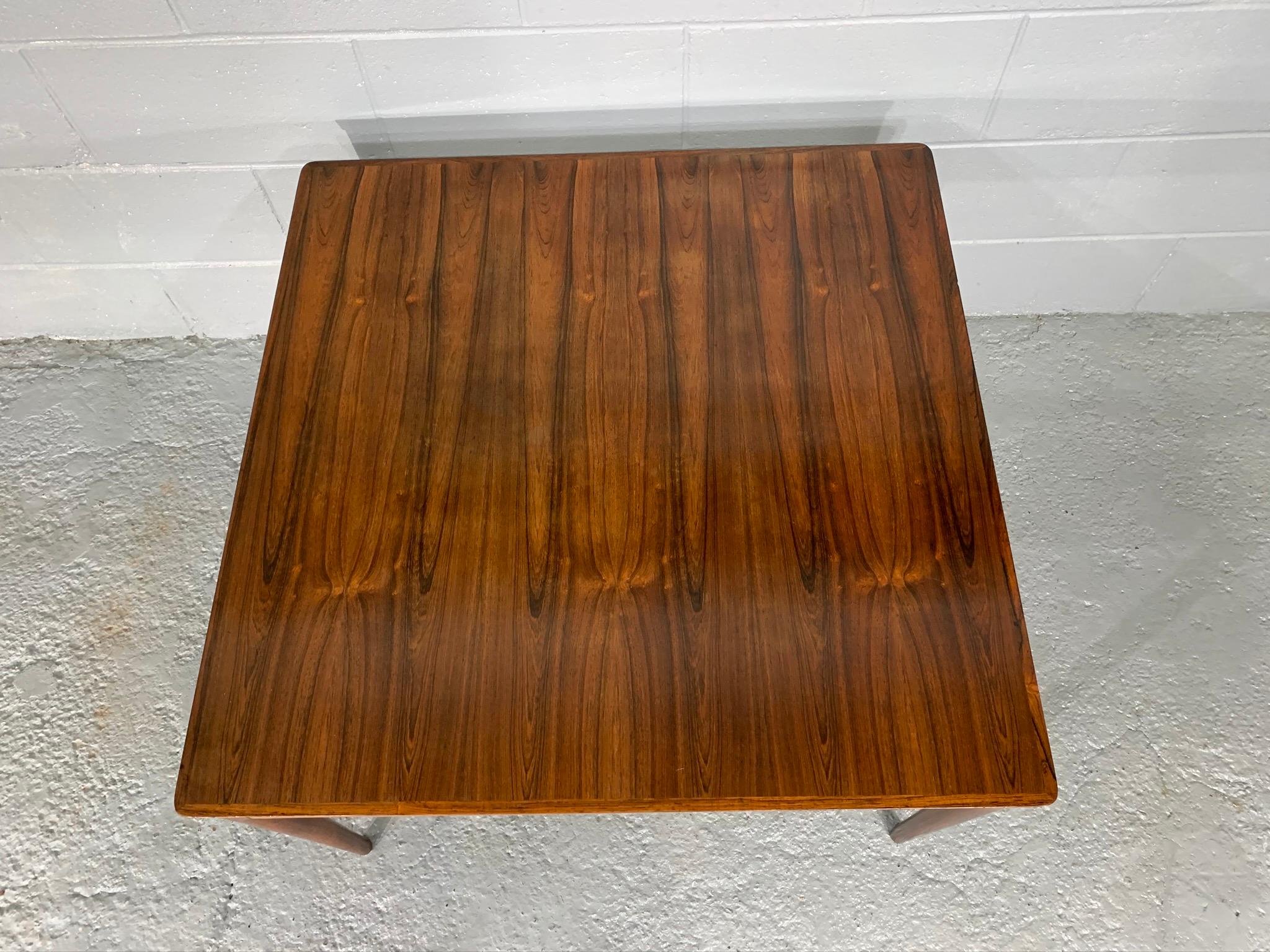 Square Danish Modern Mid-Century Rosewood Coffee Table In Good Condition For Sale In Belmont, MA