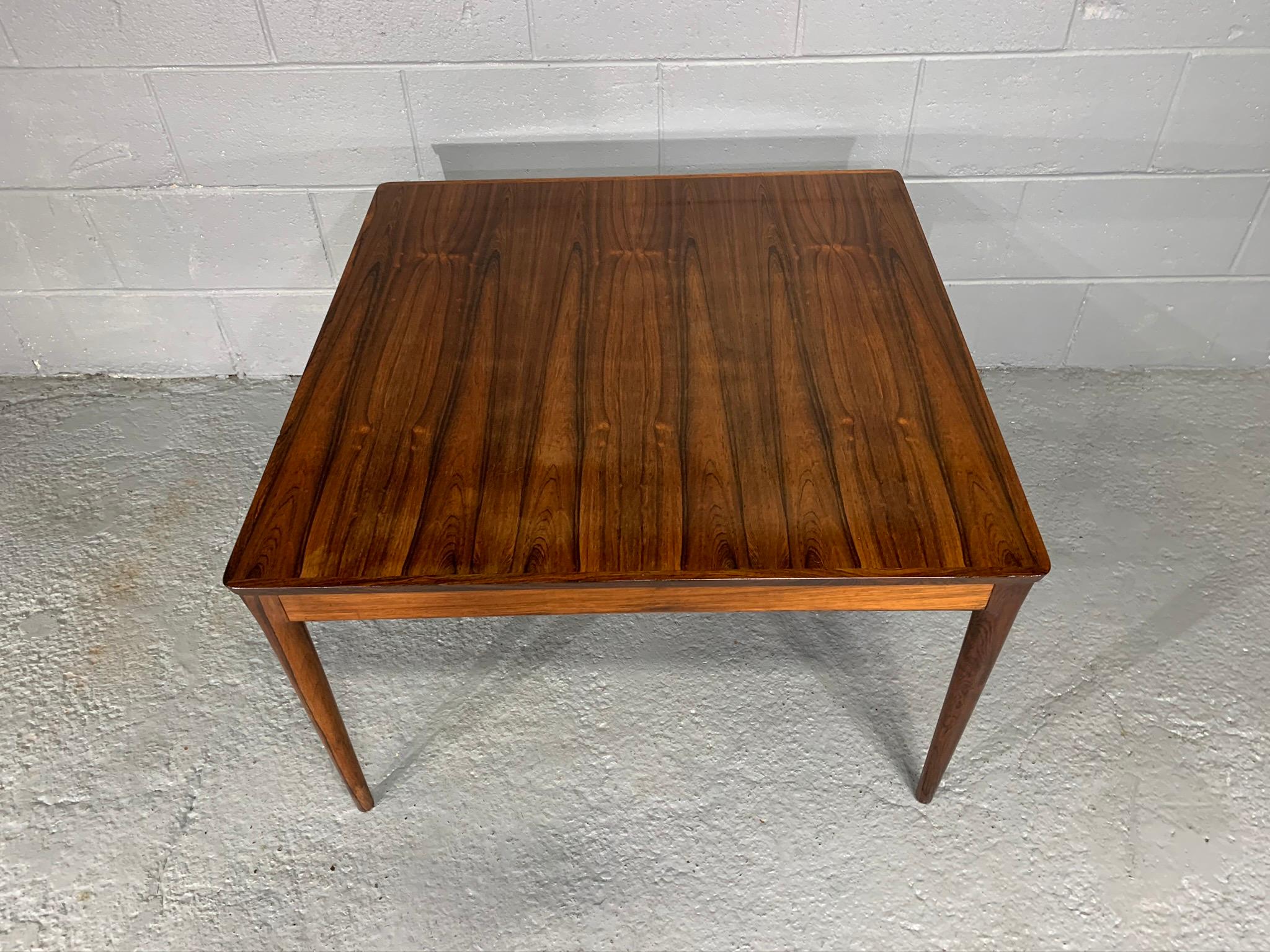 Square Danish Modern Mid-Century Rosewood Coffee Table For Sale 2