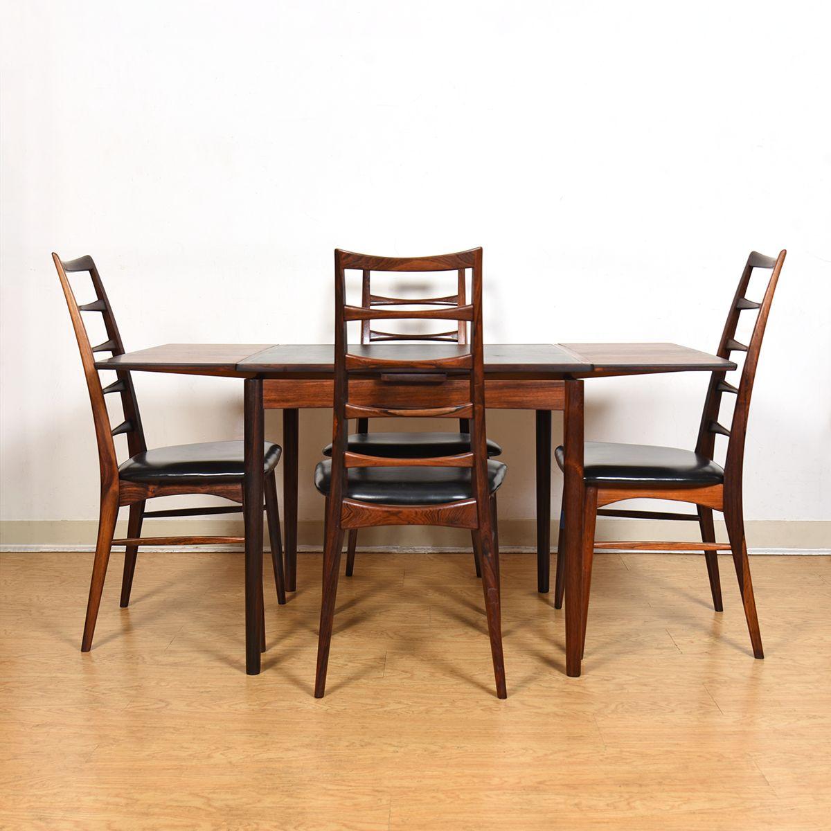 Table de jeu carrée à rallonge compacte en bois de rose danois pour salle à manger / table à abattant 2
