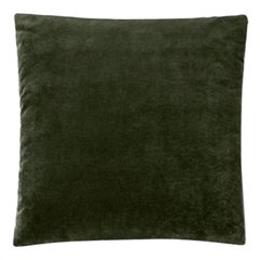 Square Decorative 23.63" Cushion in Olive Green Velvet Molteni&C - made in Italy