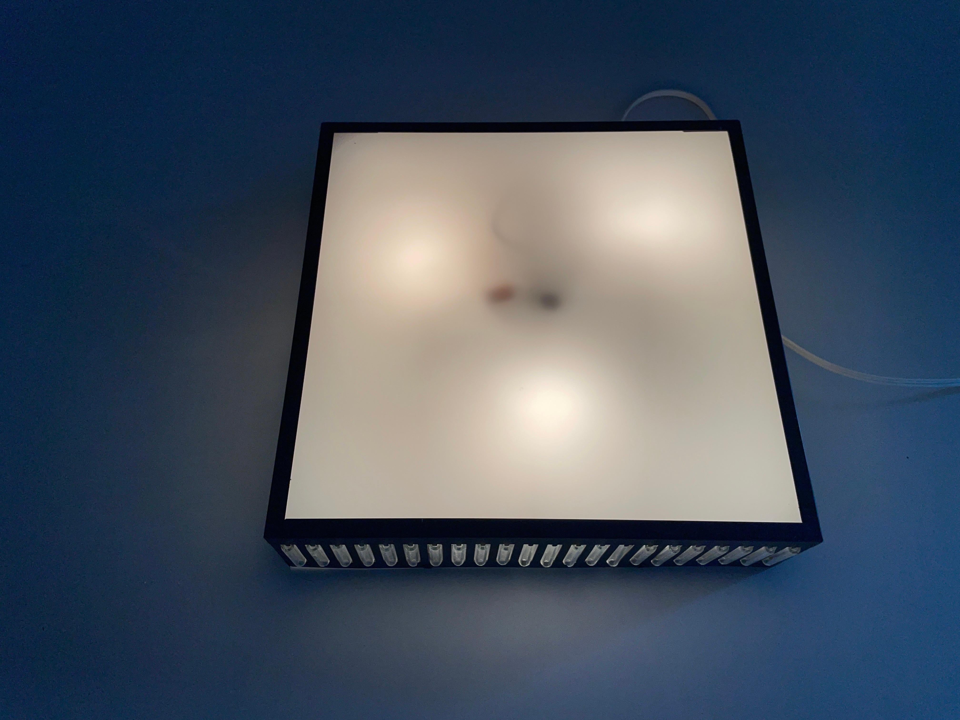 Square Design Flush Mount Ceiling Lamp with Glass Pieces, 1960s, Germany For Sale 7