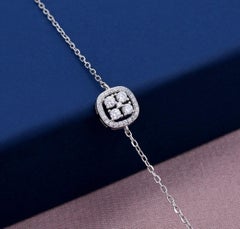 Bracciale quadrato con diamanti naturali in pavé 925 Sterling Siver Bracelt Per Donne