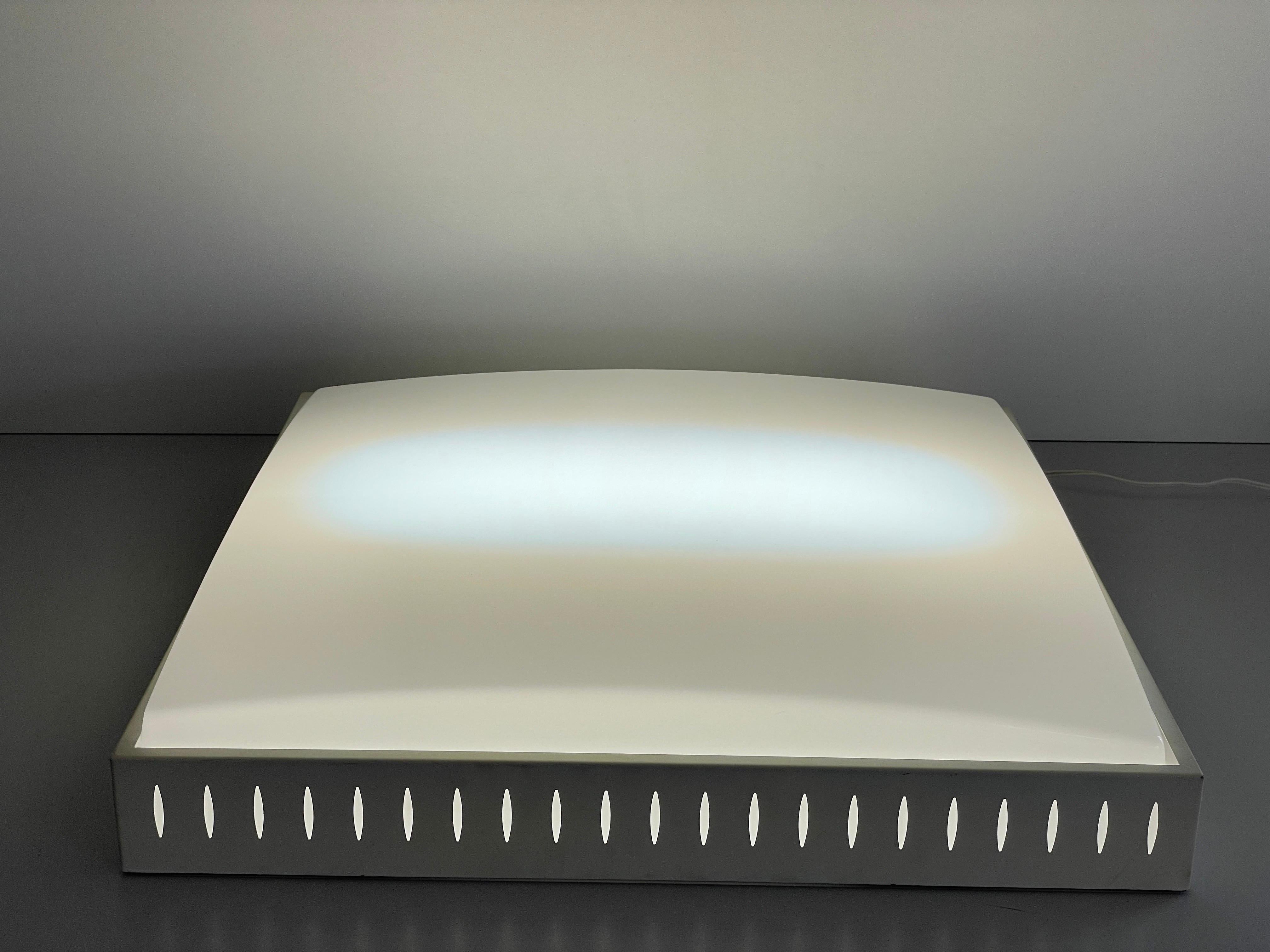Square Design Plexiglass and White Metal Flush Mount, 1960s, Italy For Sale 5