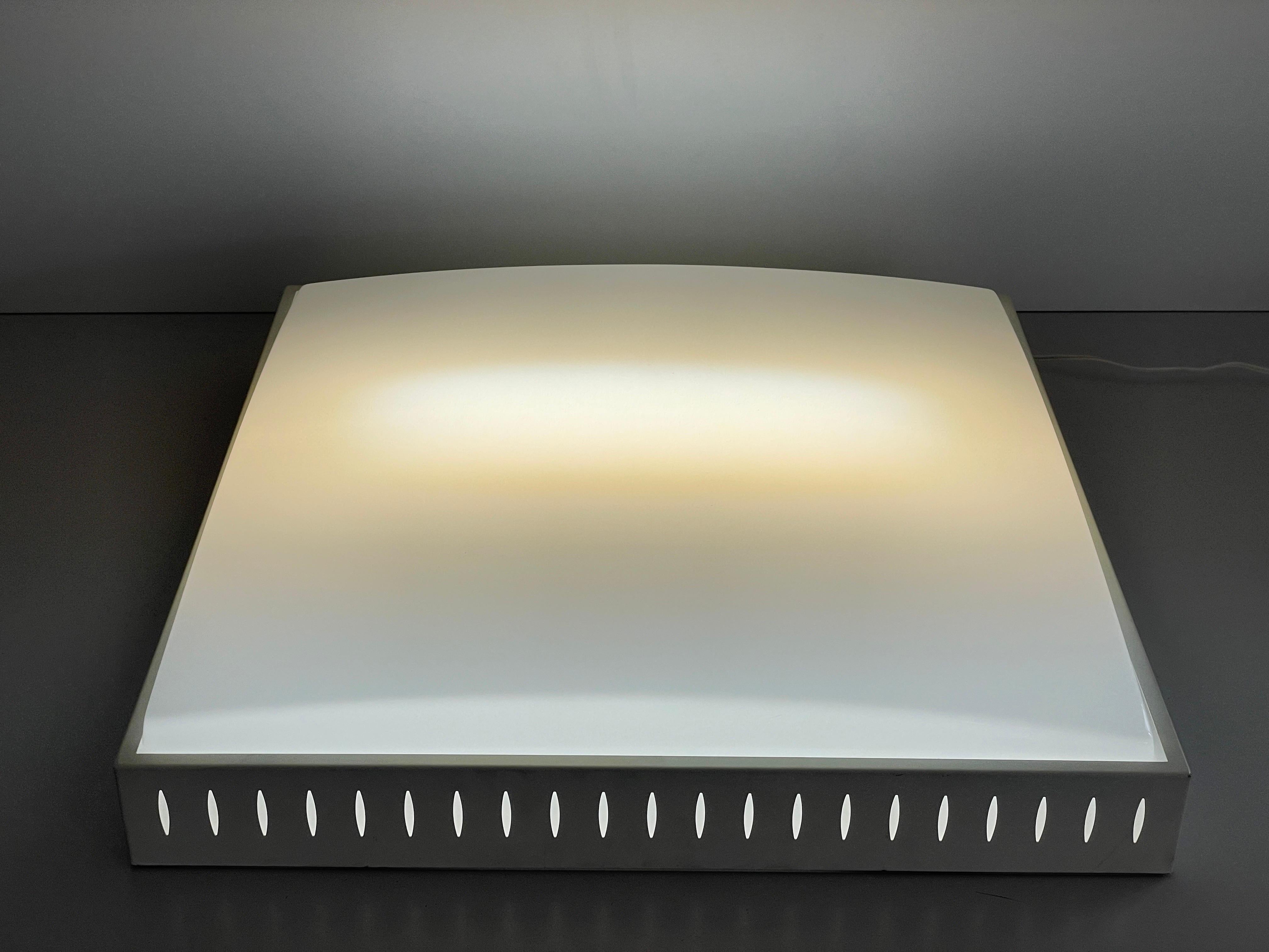 Square Design Plexiglass and White Metal Flush Mount, 1960s, Italy For Sale 6