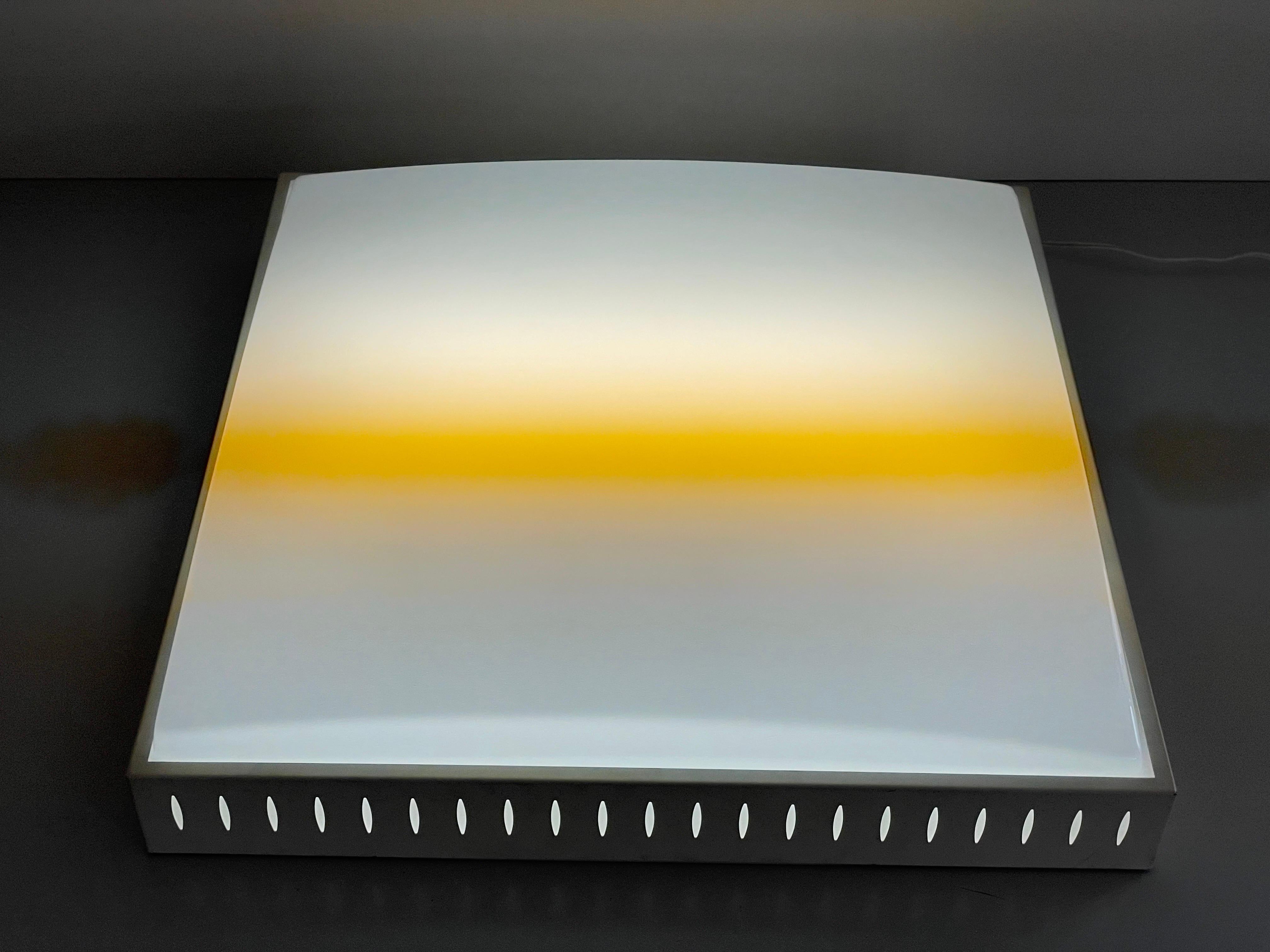 Square Design Plexiglass and White Metal Flush Mount, 1960s, Italy For Sale 7
