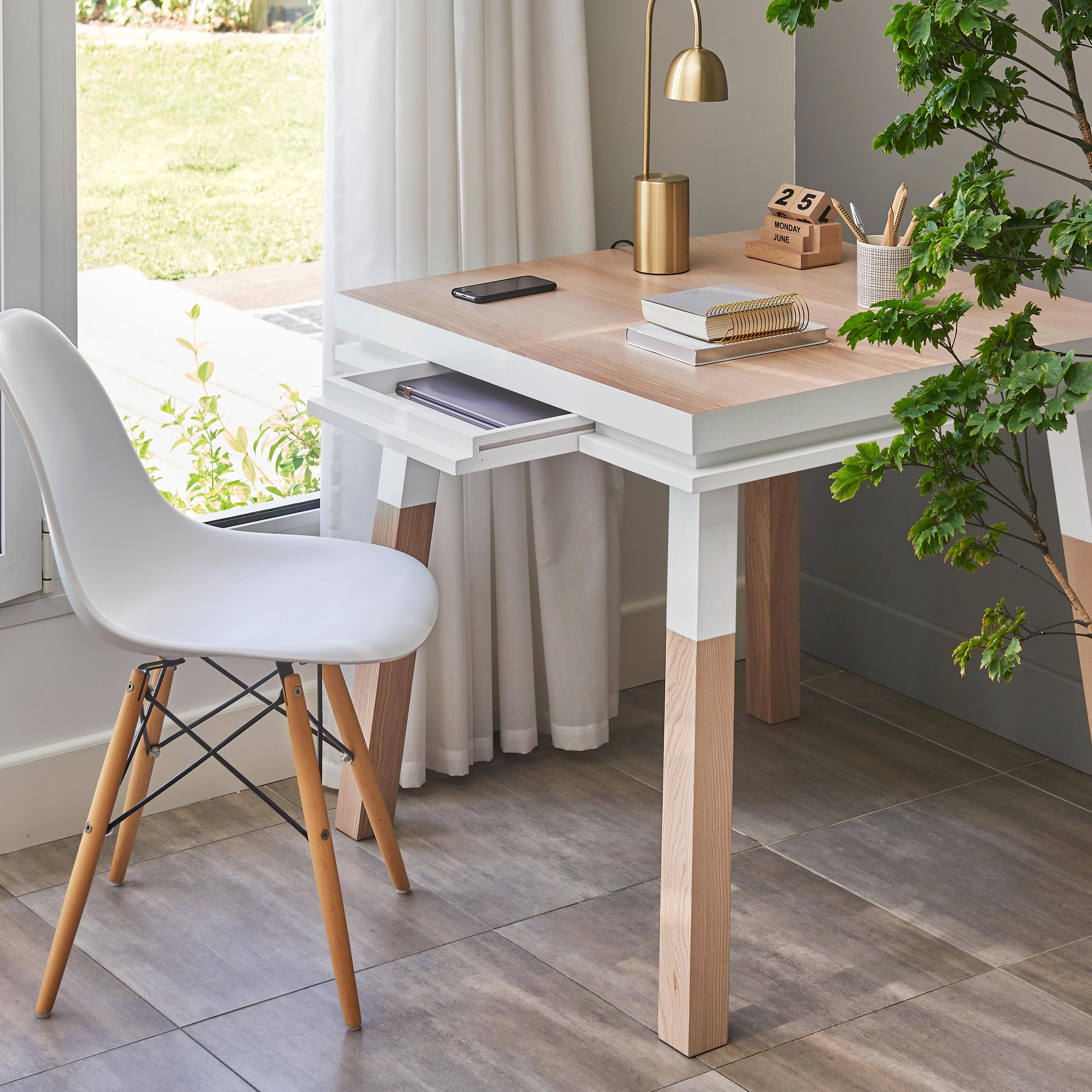 This square desk is made of 100% solid ash wood and designed by Eric Gizard, a famous Parisian Designer

1 wooden drawer is placed in the front

This square desk is part of the ÉGÉE collection, that combines the sleek and refined codes of