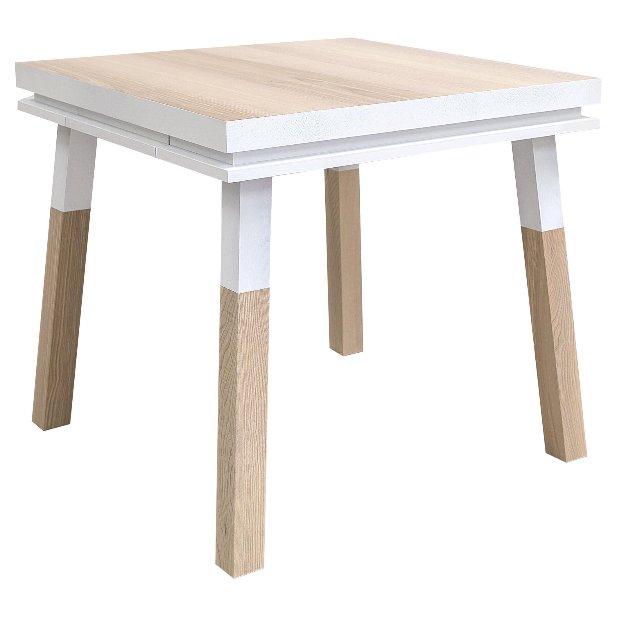 Escritorio cuadrado blanco de madera de fresno Diseñado por Eric Gizard, 100% Made in France