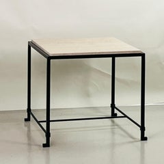 Square 'Diagramme' Side Table in Travertine by Design Frères