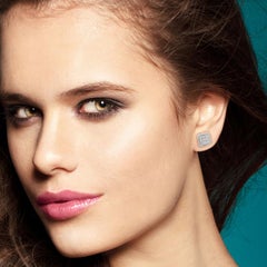 Square Diamond 10 Karat Gold Stud Earrings