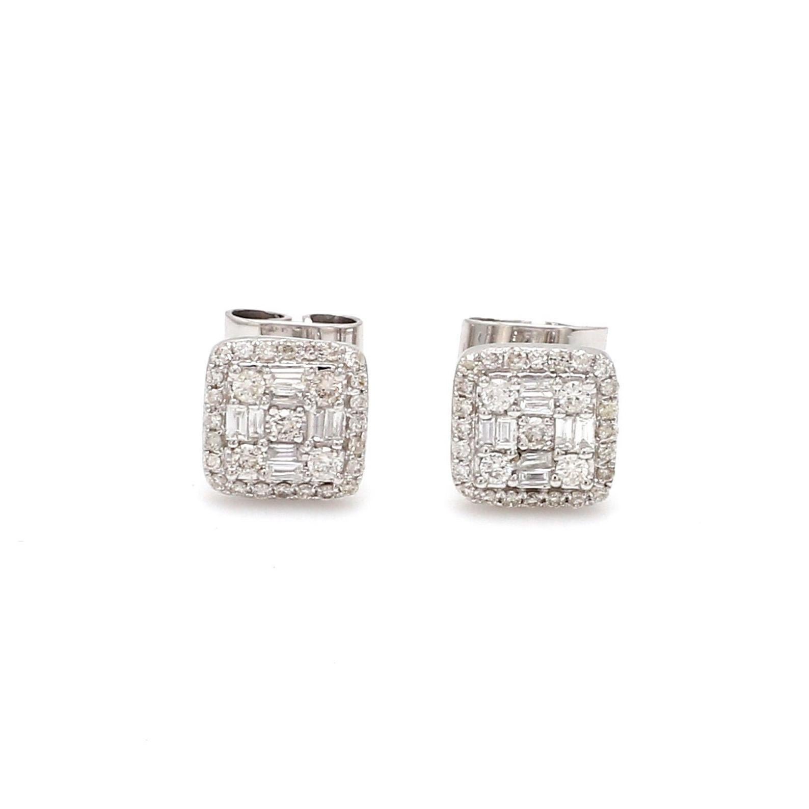 These stud earrings are crafted in 14-karat white gold and hand set with .35 carats of diamonds. Available in white, rose and yellow gold.  

FOLLOW MEGHNA JEWELS storefront to view the latest collection & exclusive pieces. Meghna Jewels is proudly