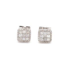 Square Diamond 14 Karat Gold Stud Earrings